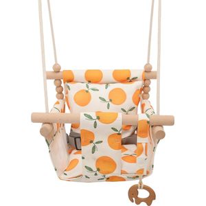Baby / Kinder Schommel voor binnen of buiten! - Baby Swing Sinaasappeltjes - Schommelstoel inclusief Zachte Kussens en Bevestigingsmaterialen