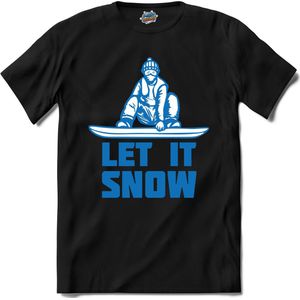 Let It Snow | Skiën - Bier - Winter sport - T-Shirt - Unisex - Zwart - Maat M