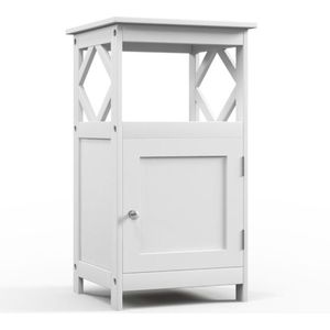 FURNIBELLA-Witte smalle badkamermeubel – Met open plank en anti-kantelbeveiliging, zijkast
