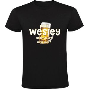 Ik ben Wesley, waar blijft mijn bier Heren T-shirt - cafe - kroeg - feest - festival - zuipen - drank - alcohol
