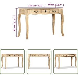 The Living Store wandtafel Landelijke Franse stijl - 120 x 50 x 80 cm - massief mangohout