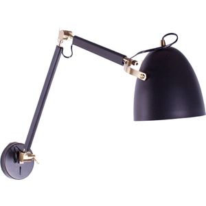 Wandlamp knik Cupra | 1 lichts | goud / zwart | metaal | Ø 15 cm | verstelbaar tot 80 cm | draaibaar | woonkamer | modern design