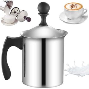 Handmatige melkopschuimer van roestvrij staal - 800 ml - Perfect melkschuim voor cappuccino en latte