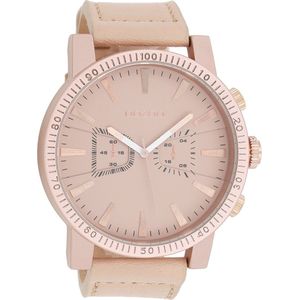 OOZOO Timepieces - Rosé goudkleurige horloge met bleekroze leren band - C9646