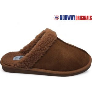 Norway Originals - bruine dames pantoffels - maat 39 - sloffen voor vrouwen/meisjes - kameelbruin instappers - anti-slip huisschoenen