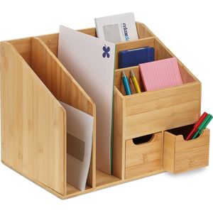 Relaxdays bureau organizer met 2 lades - 5 vakken - brievenbak - sorteerbak voor bureau