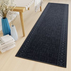 Tapiso Antislip Rubber Mat Loper Antraciet Woonkamer Slaapkamer Hal Klassiek Modern Rubbermat Maat- 80x1200