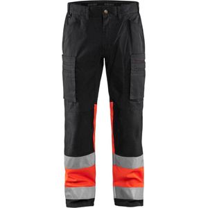 Blaklader 1551 Reflecterende Werkbroek Stretch Zwart/Rood