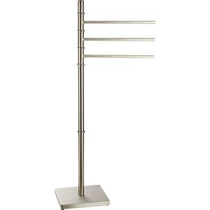 MSV Handdoeken rek badkamer - zilver - chroom metaal - 22 x 89 x 18 cm