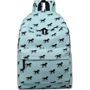 Miss Lulu Rugzak - Schooltas - Schoolrugzak Paarden - Premium Kwaliteit - 22,61 Liter - Blauw (e1401h be)