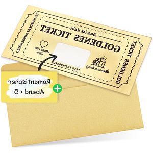 Gouden ticketbon met krasstickers - Set van kraskaarten om zelf in te vullen - Verjaardagscadeau voor vriendin