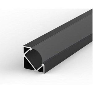 Profilé Aluminium Noir Angle 2m pour Ruban LED Couvercle Noir Opaque