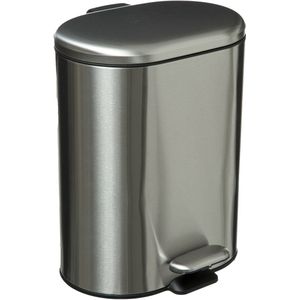 5Five - Prullenbak/pedaalemmer zilver rvs metaal 6 liter - 15x24x30 cm - Badkamer en toilet