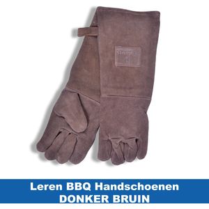 Leren Handschoenen - Donker Bruin - 45 x 18 cm - Barbecue Handschoenen BBQ Accessoires