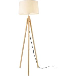 Staande lamp Tomar vloerlamp 153 cm E27 houtkleurig en wit
