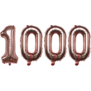 Cijferballon XL 1000 - Rose goud - Feestversiering - 81 cm