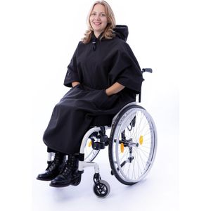 Belieff Rolstoel Poncho Regen - Water- en Windafstotend - Unisex - Regenponcho - Comfortabele Softshell Zorgponcho - Zwart