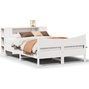 vidaXL - Bedframe - zonder - matras - massief - grenenhout - wit - 140x190 - cm