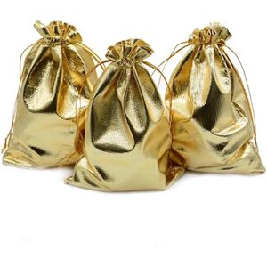 Leuke verpakking zakjes van 12 bij 9 CM - Set van 50 stuks - Goud - Verjaardag - Gift - Trekkoord - Cadeau - Goede kwaliteit - Feest