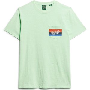 Superdry CALI STRIPED LOGO T SHIRT Heren - Groen - Maat 3XL