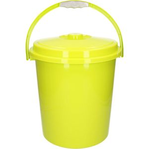 Afsluitbare afvalemmer/vuilnisemmer met deksel 21 liter groen - Afval scheiden/luier emmer