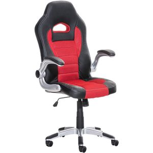 Bureaustoel - Game stoel - Modern - Armleuning - In hoogte verstelbaar - Kunstleer - Rood/zwart - 60x66x128 cm