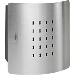 Sleutelbox met 10 haken - Roestvrij stalen deur - 90 graden openingshoek - Slot 6220/10 Ni zilver Sleutelkastje