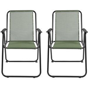 Home Deco Factory camping/strand stoel - 2x - aluminium - inklapbaar - groen - L45 x B54 x H84 cm - klapstoelen