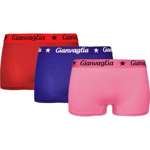 Dames Onderbroek Katoen - Boxershort 3-pack - Korte Pijp - Maat M - Rood/Blauw/Roze