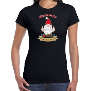 Bellatio Decorations fout kersttrui t-shirt dames - Kado Gnoom - zwart - Kerst kabouter XS