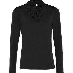 Lange Mouwen Bowtie Turtle Neck T-shirt Dames - Zwart - Maat XS