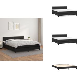vidaXL Boxspring - Boxsprings - Bed - Slaapmeubel - Boxspring met matras kunstleer zwart 160x200 cm
