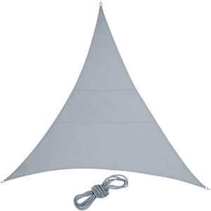 Relaxdays schaduwdoek driehoek - zonnezeil - waterafstotend - zonweringdoek - PES - grijs - 4 x 4 x 4 m