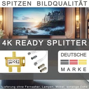 TronicXL IEC antenneverdeler tv-kabel adapter kabel-tv 2-voudige DVBC coax geschikt voor Unitymedia Splitter Vodafone Netcologne Netaachen Netkassel Telecolumbus Primacom Ewe Unicable TV-verdeler met adapters en kabels! Professionele kwaliteit