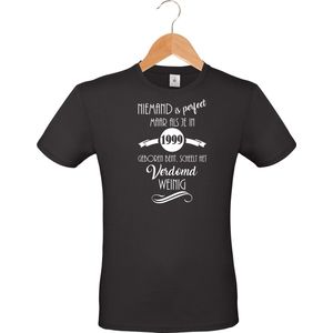 mijncadeautje - unisex T-shirt - zwart - Niemand is perfect - geboortejaar 1999 - maat XXXL