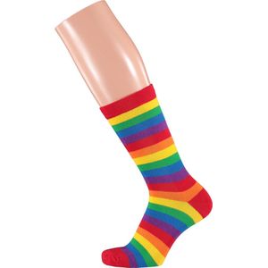 Apollo - Feest sokken met strepen - rainbow kleuren 41/46 - Gekleurde sokken - Carnaval - Party sokken heren