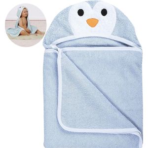 Bubaba Badcape met capuchon - Omslagdoek - Multidoek - Pinguin - Blauw (110 x 75cm)