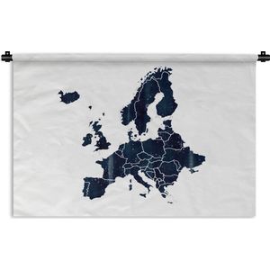 Wandkleed EuropakaartenKerst illustraties - Europakaart met donkerblauwe waterverf en lichtere vlekken en strepen Wandkleed katoen 60x40 cm - Wandtapijt met foto
