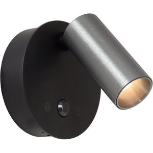 Lucide TONI - Oplaadbare Wandspot / Wandlamp - Accu/Batterij - Ø 8,1 cm - LED Dimb. - CCT - 1x2W 2700K/4000K - Bewegingssensor (uitschakelbaar) - Magnetisch - Grijs ijzer