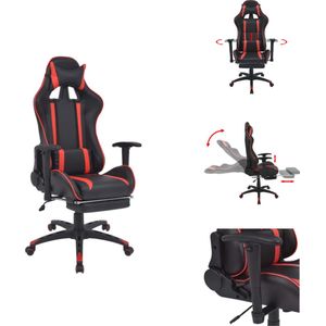 vidaXL Verstelbare kantoorstoel - Racing stijl - Kunstleer - 70x71 cm - Rood/Zwart - Bureaustoel