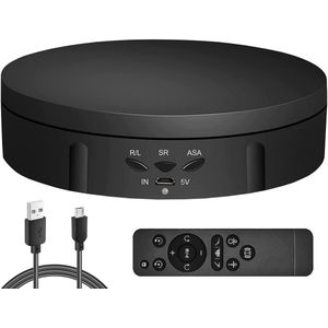 ZoeZo - Elektrische Draaiplateau - Draaiplateau 14,6 cm - 360 Graden Roterende Draaischijf - Elektrisch - Ideaal voor Productfotografie - Draadloos & oplaadbaar - Zwart