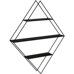 Pochon - Wandrek Diamond - Metaal - Zwart - Wandplank - Ophangbaar - Fotorek