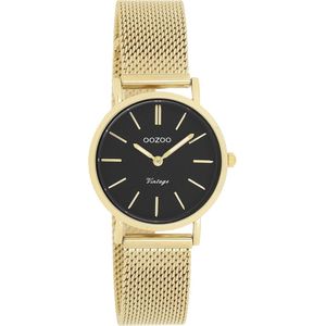 OOZOO Timepieces - Goudkleurige horloge met goudkleurige metalen mesh armband - C20232