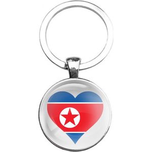 Sleutelhanger Glas - Hart Vlag Noord Korea