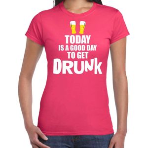 Roze fun t-shirt good day to get drunk - dames - Gay pride / festival shirt / outfit / kleding XS