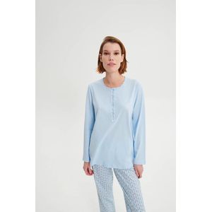 Vamp! Katoenen Pyjama Dames Volwassenen | Lange Mouw Lange Broek | Grote Maten | Blue Silver 19481 5XL