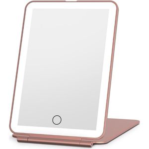 USB Oplaadbare Make-Up Spiegel Met 72 LED-lampen – Draagbare Reisspiegel Met 3 Kleuren Licht - Verstelbare Helderheid En Dimbaar Touchscreen In Rosé Goud