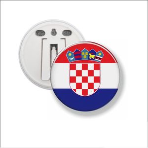 Button Met Clip 58 MM - Vlag Kroatië