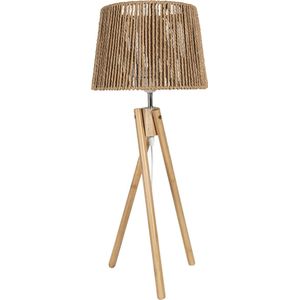 Clayre & Eef Tafellamp Ø 27x65 cm Bruin Hout Bureaulamp