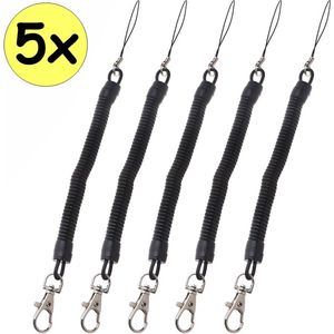 Fako Bijoux® - Uittrekbare Sleutelhanger Spiraal - Uittrekbaar - Verend - 23cm - 5 Stuks